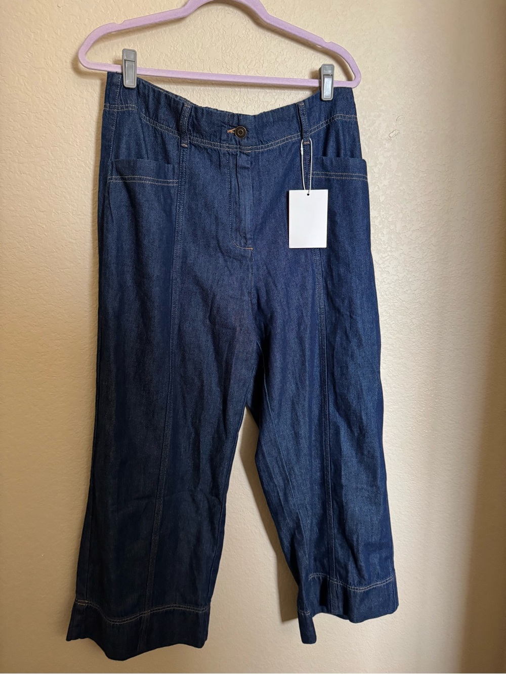MAYE Goldie Wide Leg Crop Jeans Sz XL Indigo Blue NEW - Picture 4 of 9